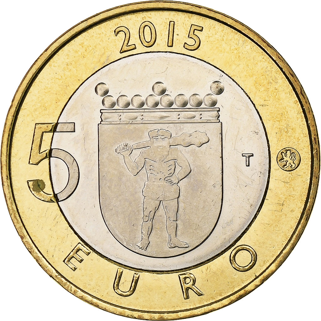Finland, 5 Euro, Reindeer in Lapland, 2015, Vantaa, Bi-Metallic, MS(63)