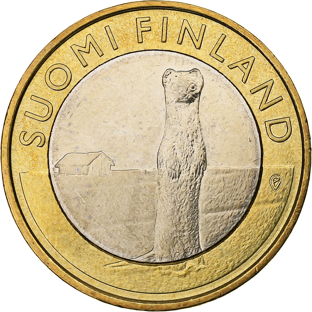 Finlandia, 5 Euro, Stoat in Ostrobothnia, 2015, Vantaa, Bimetálico, SC