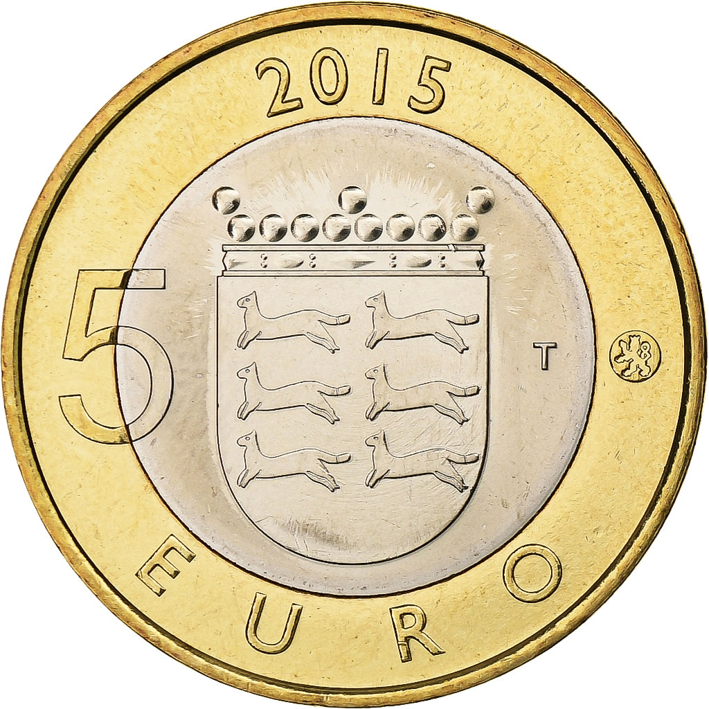 Finlandia, 5 Euro, Stoat in Ostrobothnia, 2015, Vantaa, Bimetálico, SC
