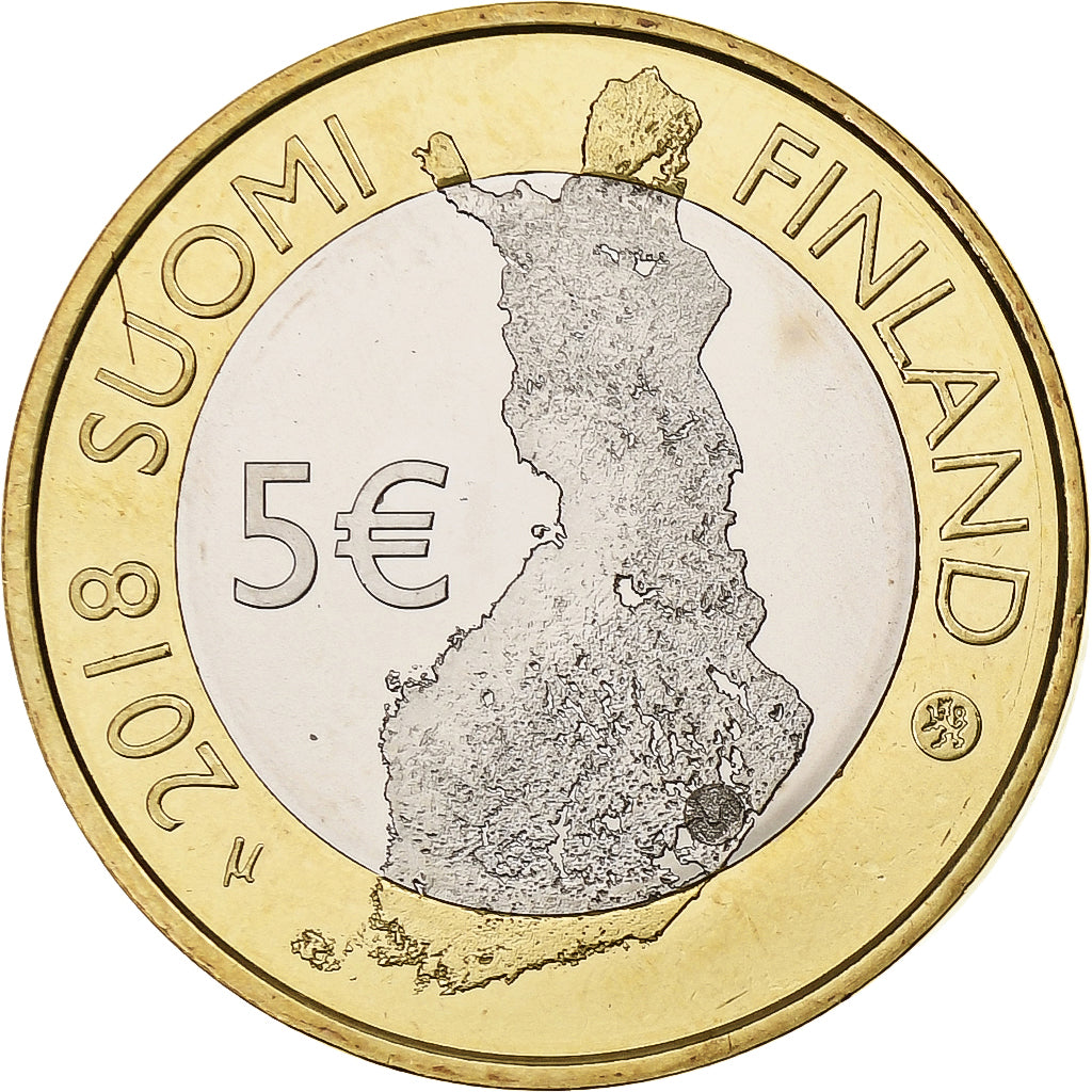 Finlândia, 5 Euro, Olavinlinna Castle, 2018, Vantaa, Bimetálico, MS(63)