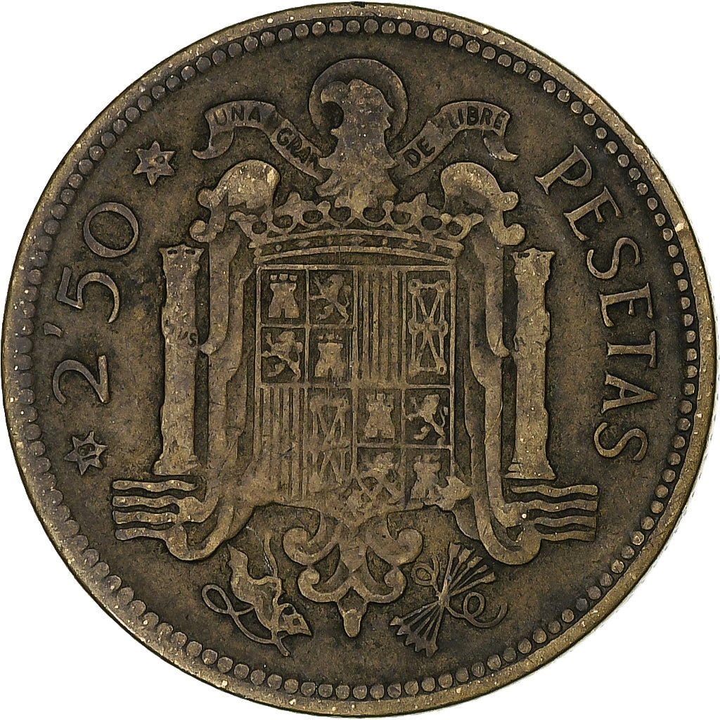 Spanien, 2-1/2 Pesetas, Franco, 1953, Madrid, Aluminum-Bronze, SS