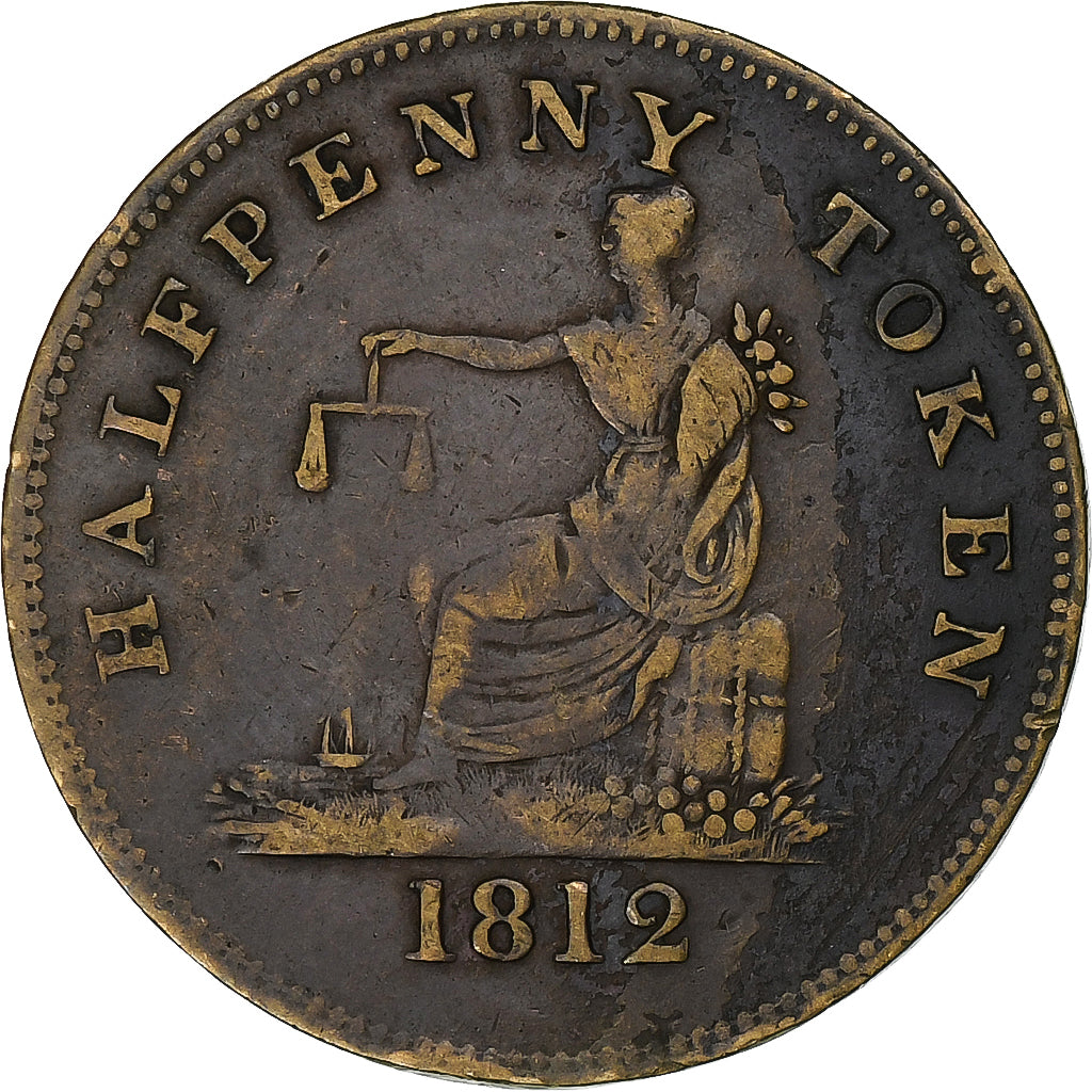Canada, Halfpenny Token, Thomas Halliday, 1812, Rame, lower canada, MB+