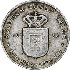 Belgian Congo, Baudouin I, 1 Franc, 1958, Brussels, Aluminum, VF(20-25)