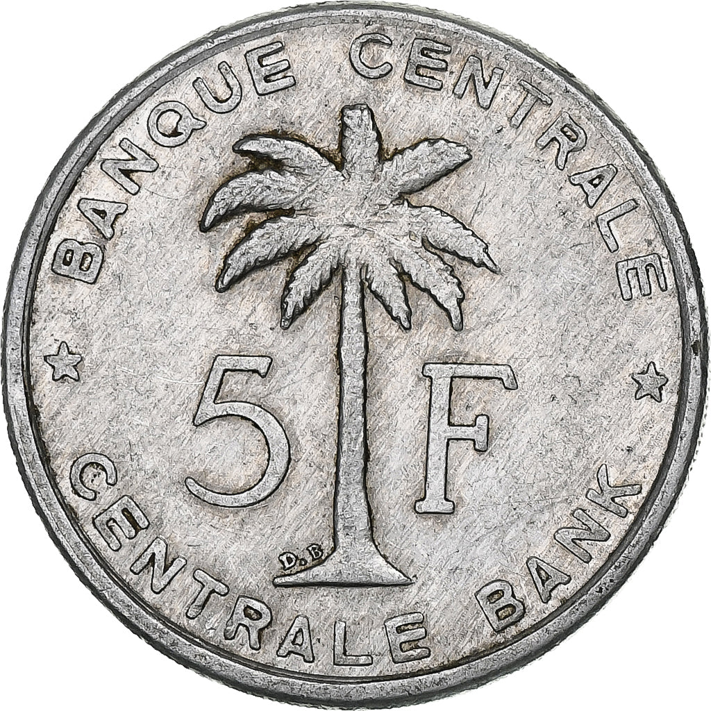 Congo belga, Baudouin I, 5 Francs, 1958, Brussels, Aluminio, MBC+
