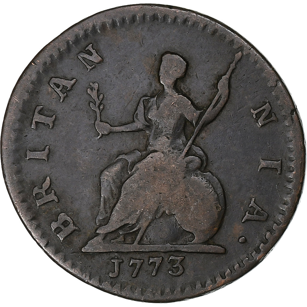 Gran Bretaña, George III, Farthing, 1773, Royal Mint, Cobre, BC+