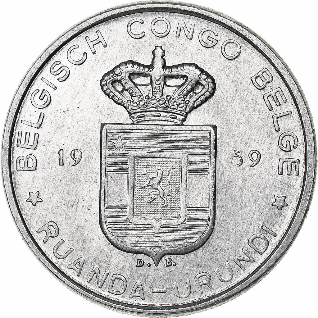 Belgian Congo, Baudouin I, 5 Francs, 1959, Brussels, Aluminum, AU(50-53)