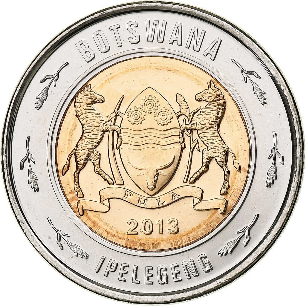 Botswana, 2 Pula, Rhinocéros, 2013, Royal Canadian Mint, Bi-Metallic, MS(63)