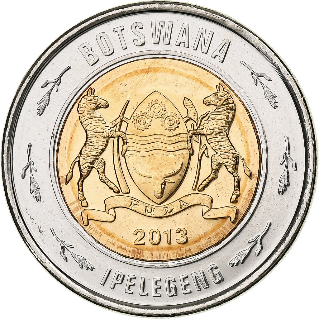 Botswana, 2 Pula, Rhinocéros, 2013, Royal Canadian Mint, Bi-metallico, SPL
