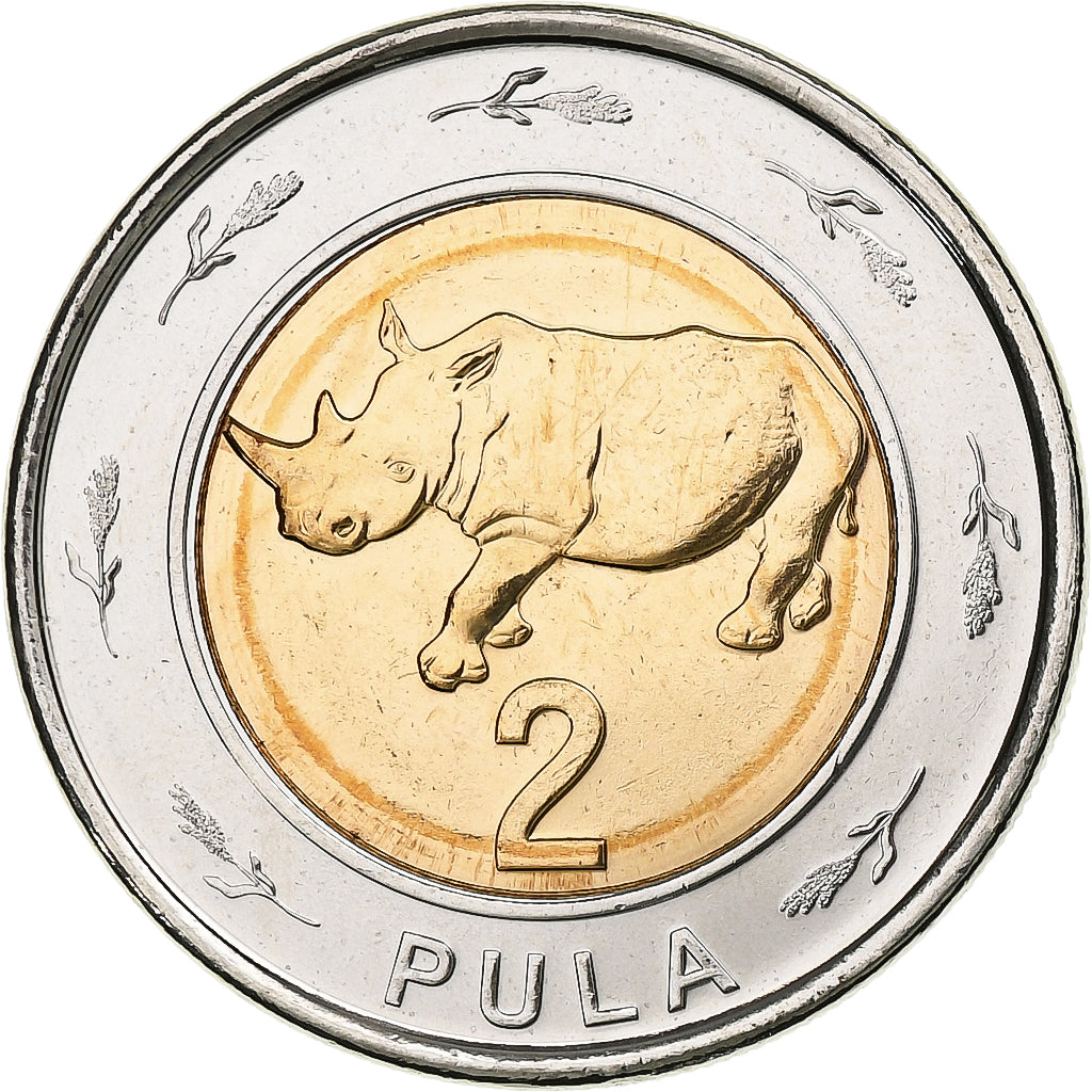 Botswana, 2 Pula, Rhinocéros, 2013, Royal Canadian Mint, Bi-metallico, SPL