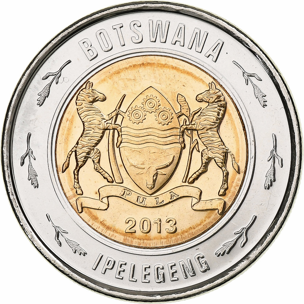 Botswana, 2 Pula, Rhinocéros, 2013, Royal Canadian Mint, Bimetaliczny, MS(63)