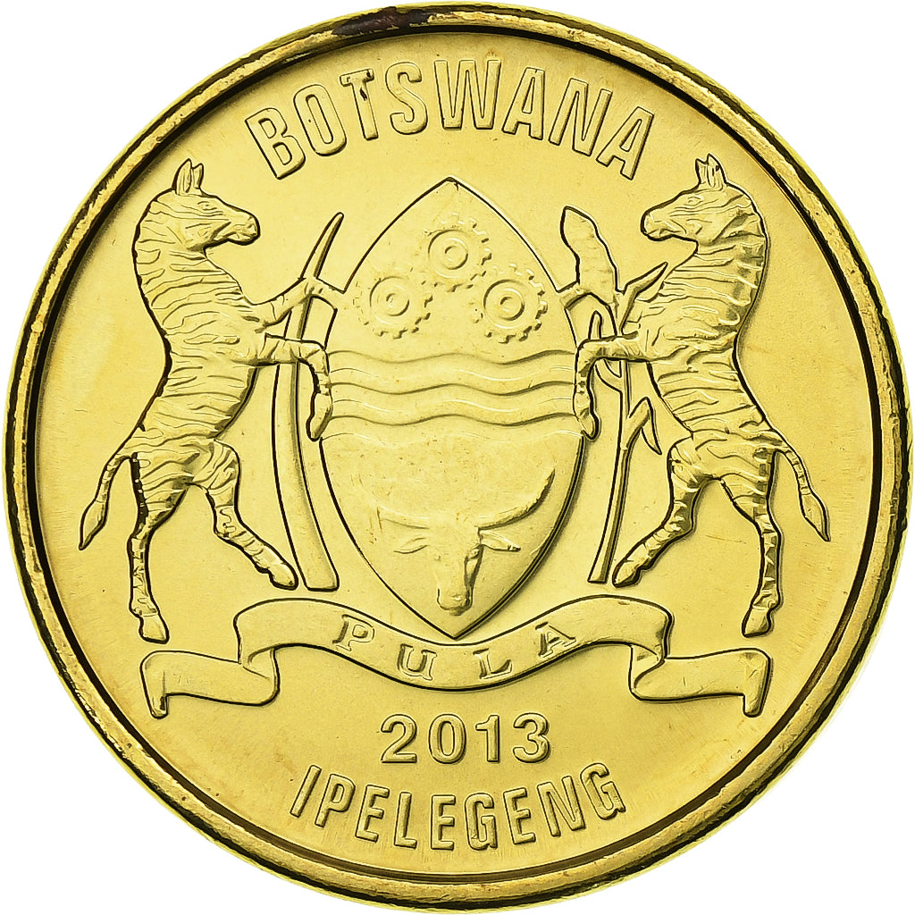 Botswana, 1 Pula, Zebra, 2013, Royal Canadian Mint, Brass plated steel, MS(63)