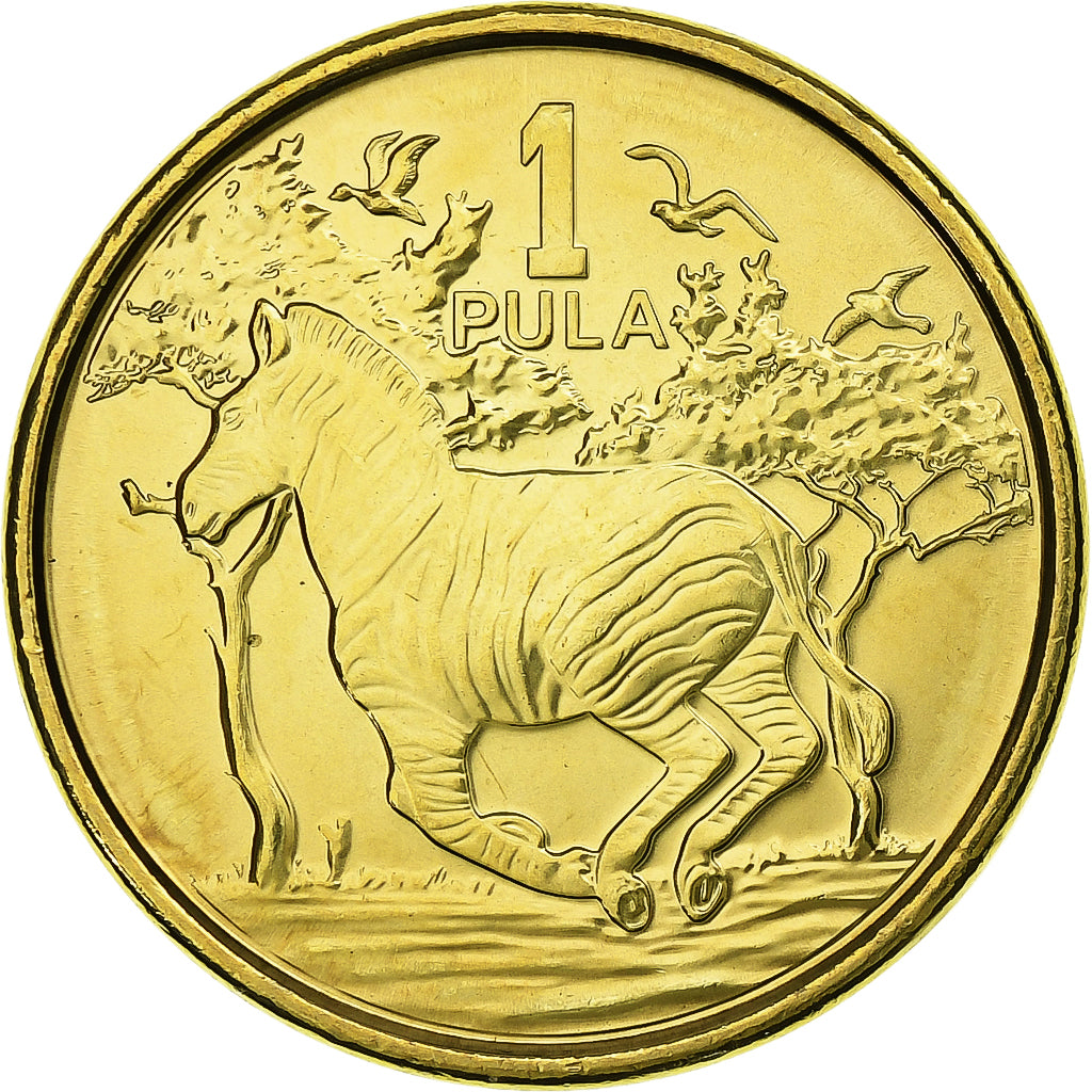 Botswana, 1 Pula, Zebra, 2013, Royal Canadian Mint, Brass plated steel, MS(63)