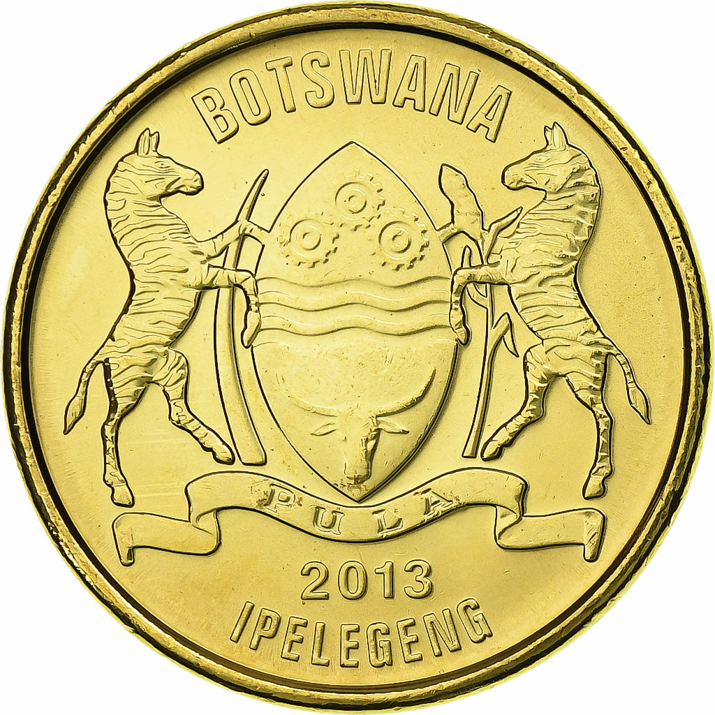Botswana, 1 Pula, Zebra, 2013, Royal Canadian Mint, Brass plated steel, MS(63)