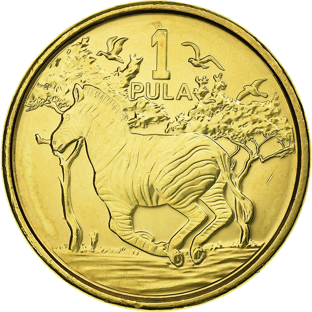 Botswana, 1 Pula, Zebra, 2013, Royal Canadian Mint, Brass plated steel, MS(63)