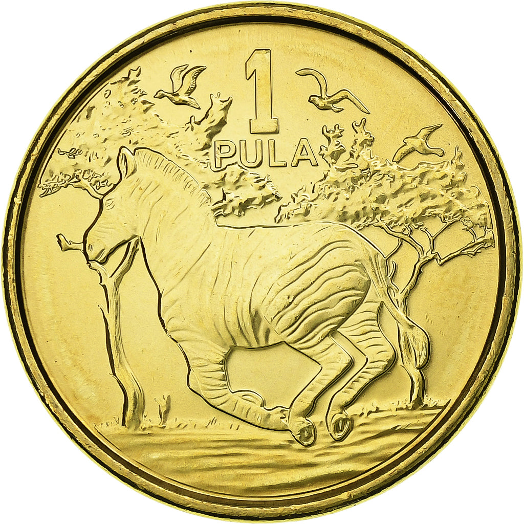 Botswana, 1 Pula, Zebra, 2013, Royal Canadian Mint, Mosiądz platerowany stalą