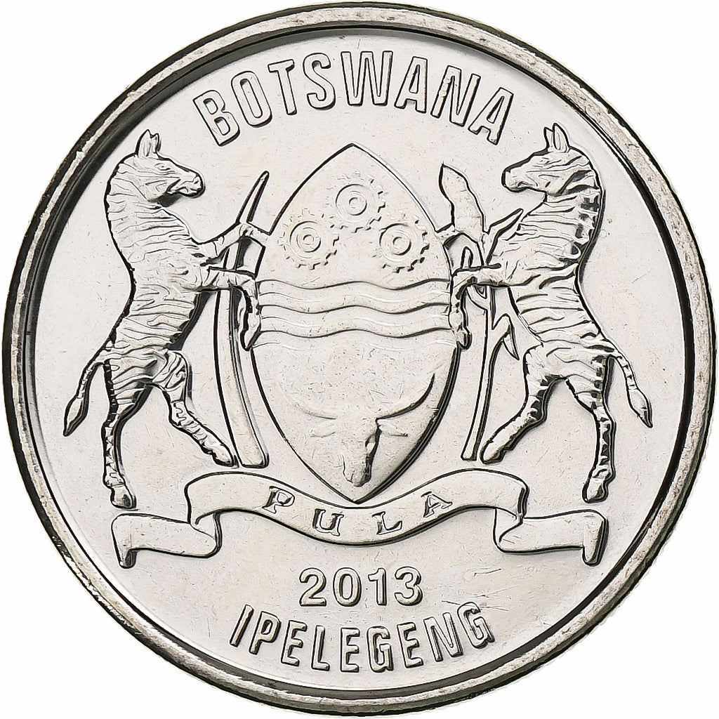 Botswana, 50 Thebe, Eagle, 2013, Royal Canadian Mint, Nickel Clad Steel, MS(63)