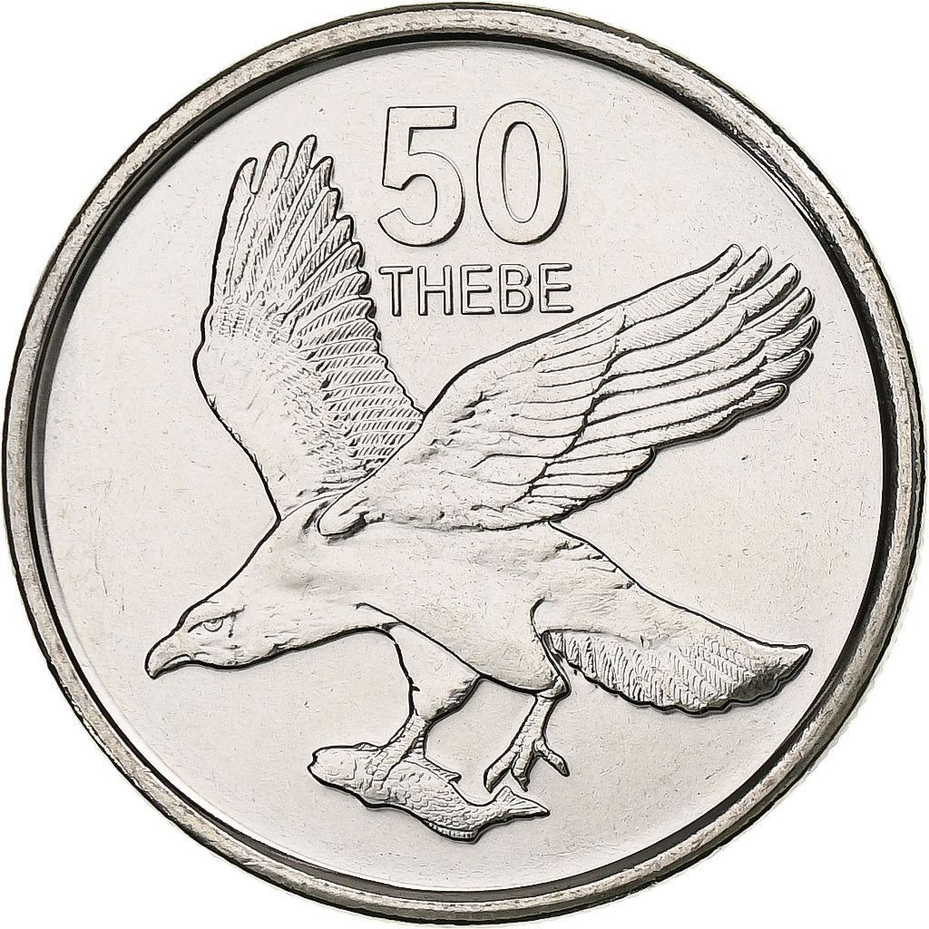 Botswana, 50 Thebe, Eagle, 2013, Royal Canadian Mint, Nickel Clad Steel, MS(63)