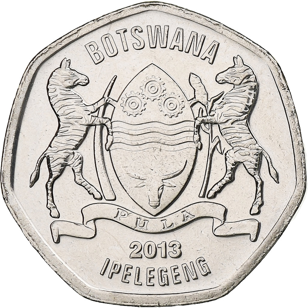 Botswana, 25 Thebe, Brahman bull, 2013, Royal Canadian Mint, Nickel Clad Steel