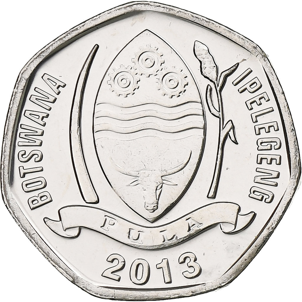 Botswana, 5 Thebe, Hornbill, 2013, Royal Canadian Mint, Nickel Clad Steel