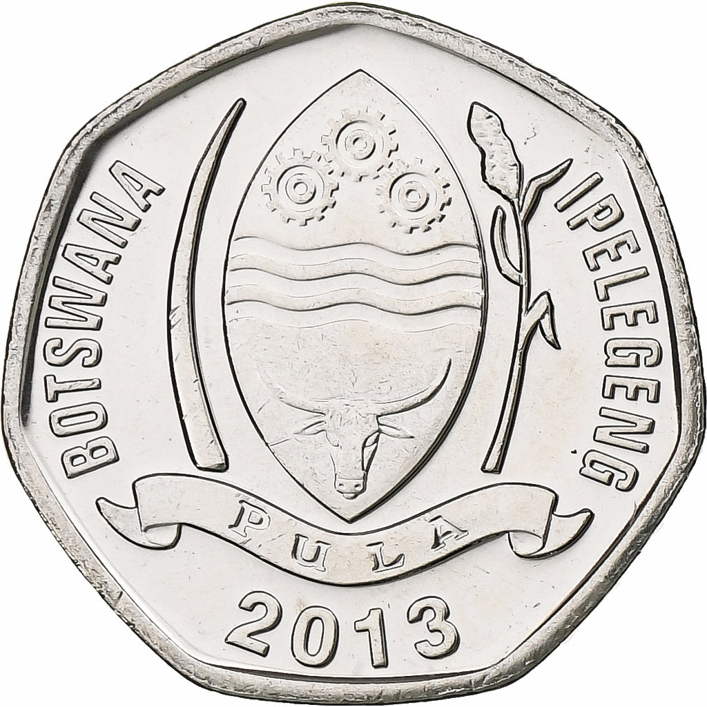 Botswana, 5 Thebe, Hornbill, 2013, Royal Canadian Mint, Nickel Clad Steel, UNC-