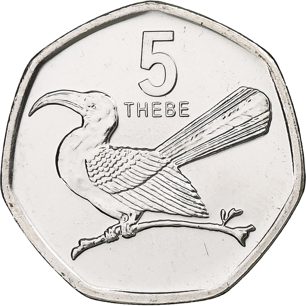 Botswana, 5 Thebe, Hornbill, 2013, Royal Canadian Mint, Nickel Clad Steel, UNC-