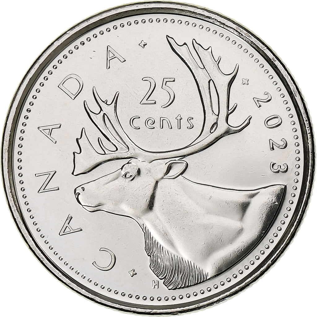Canada, 25 Cents, Caribou, 2023, Royal Canadian Mint, Nickel plated steel