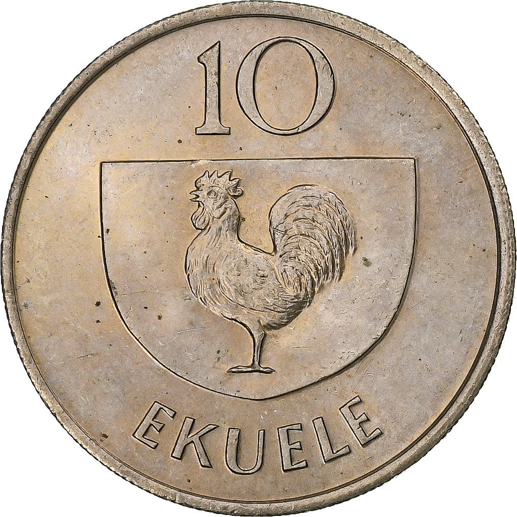 Equatorial Guinea, 10 Ekuele, 1975, Llantrisant, Cupronickel, MS(60-62)