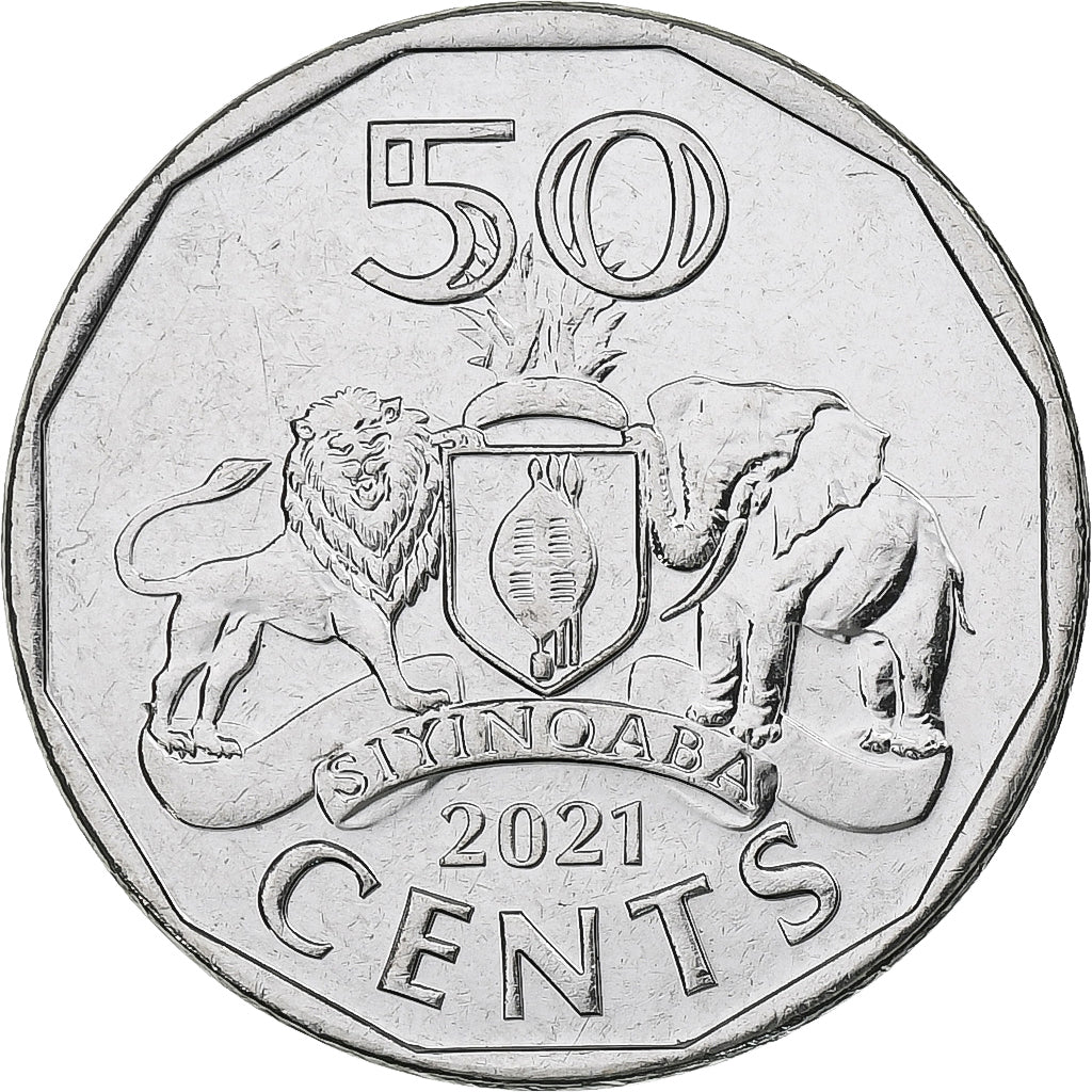 Suazilandia, 50 Cents, 2021, Acero inoxidable, SC