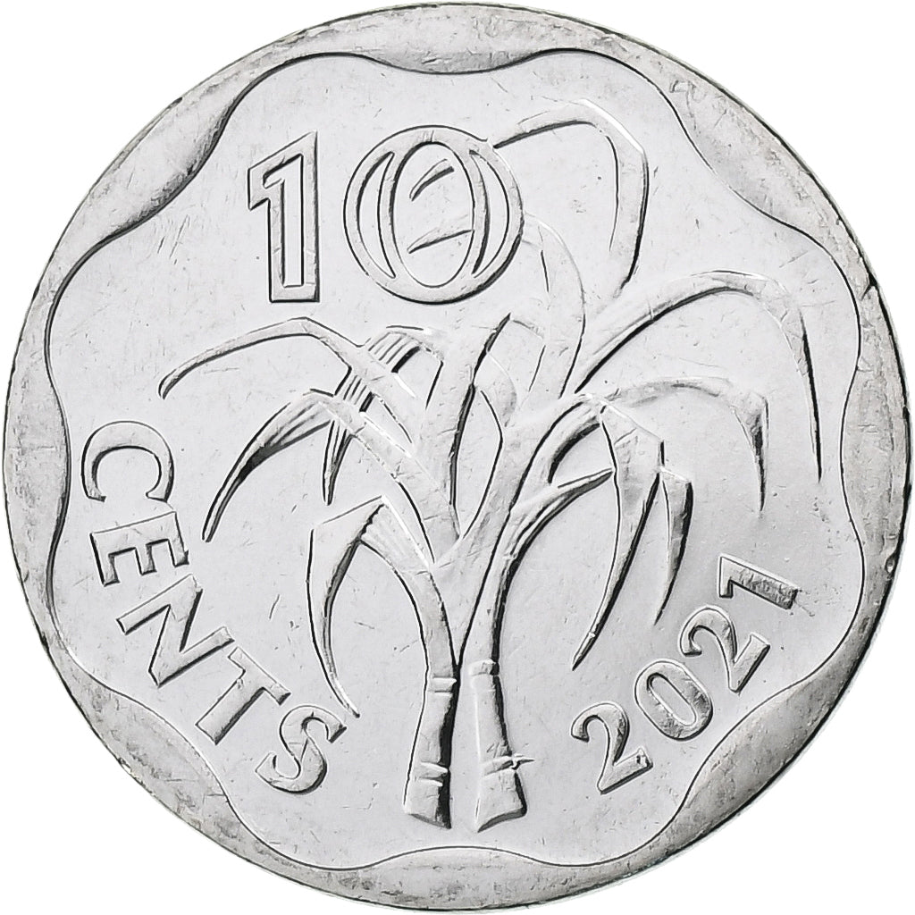 Swaziland, 10 Cents, 2021, Nickel plated steel, UNZ