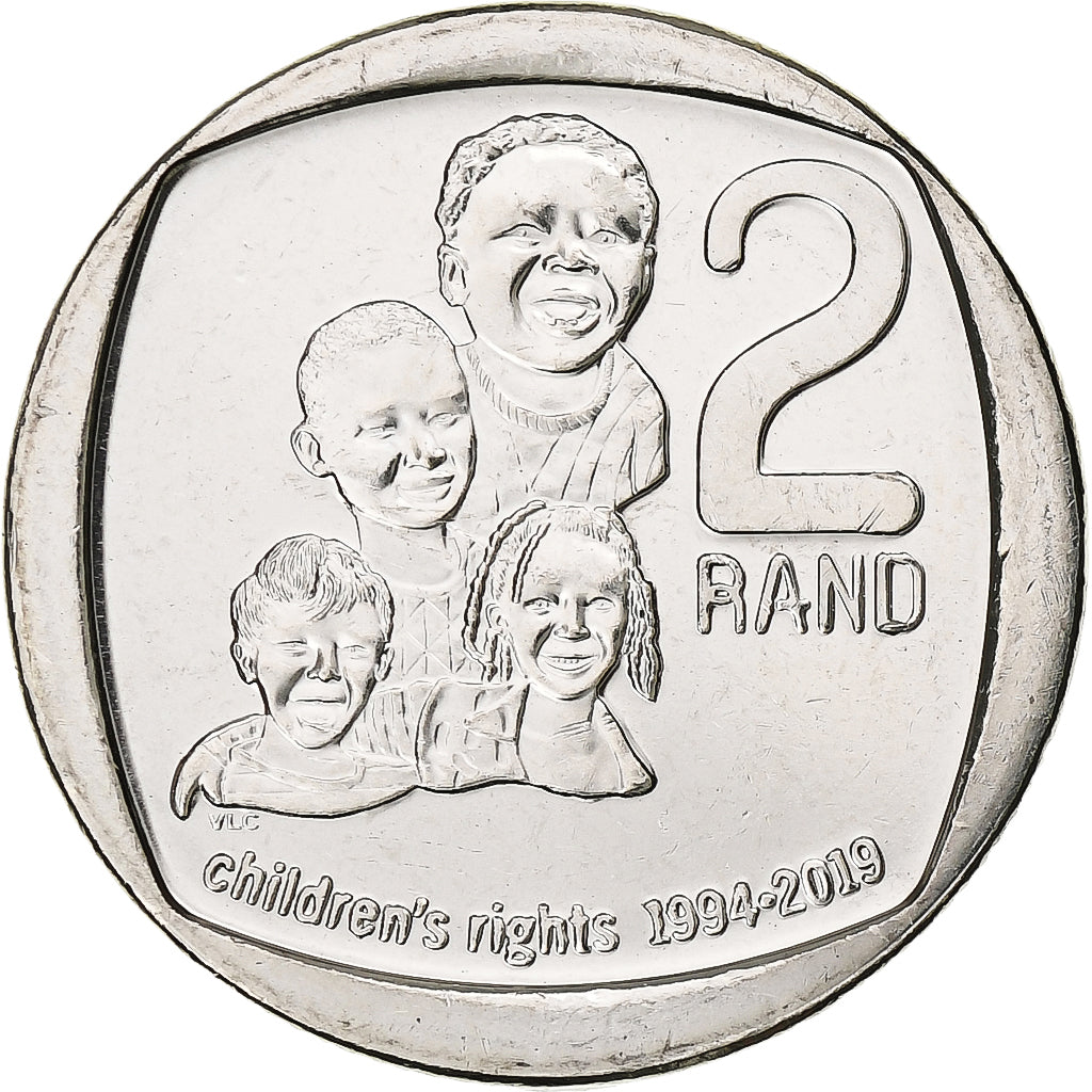 South Africa, 2 Rand, Children's Rights, 2019, Nickel Plated Copper, MS(63)