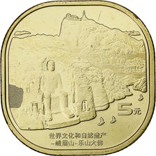 China, 5 Yüan, Mount Emei, 2022, Messing, UNZ