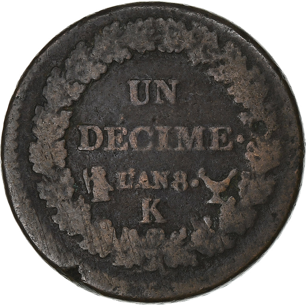 Frankreich, Decime, Dupré, AN 8, Bordeaux, Kupfer, SGE+, Gadoury:187a