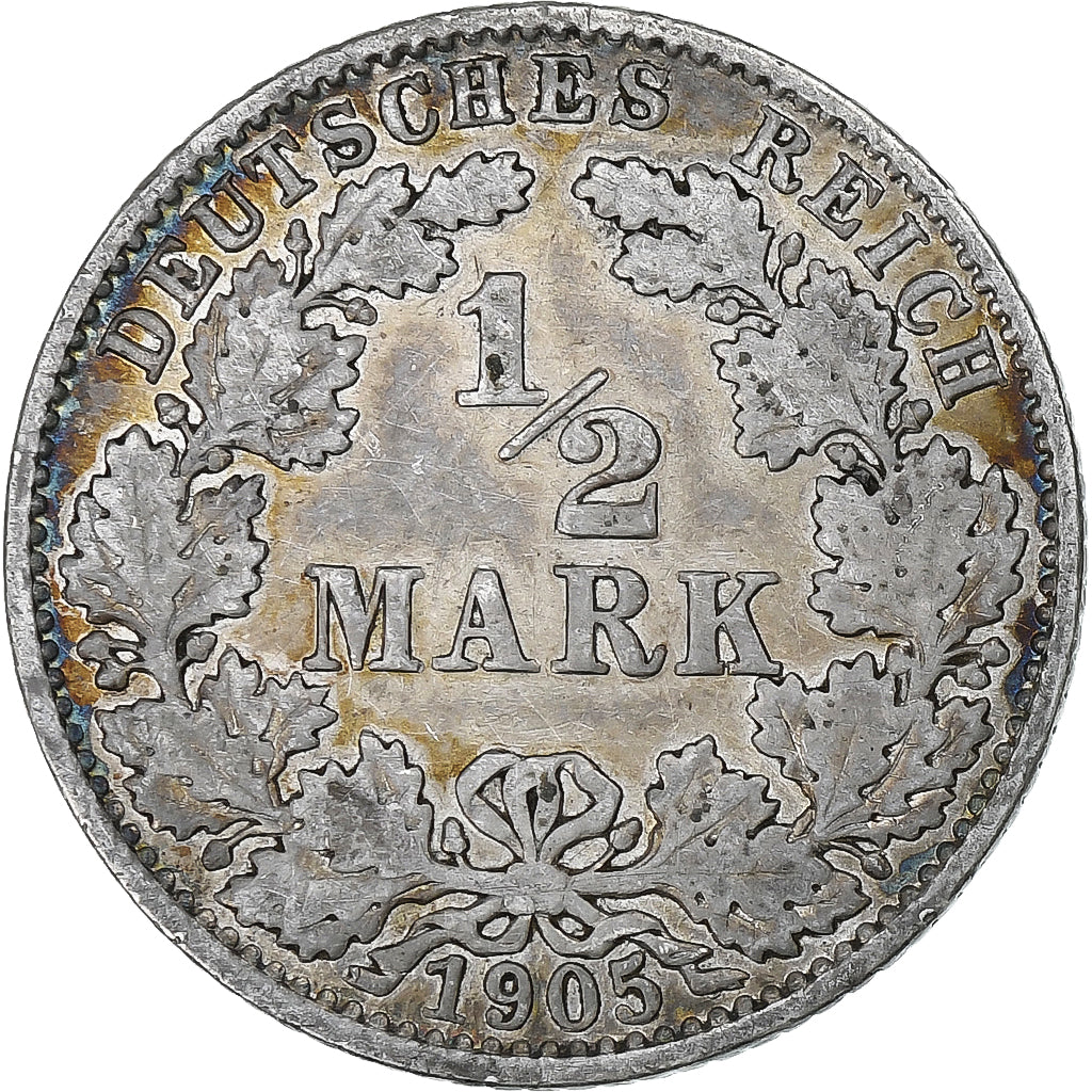 Germany, Wilhelm II, 1/2 Mark, 1905, Muldenhütten, Silver, EF(40-45)