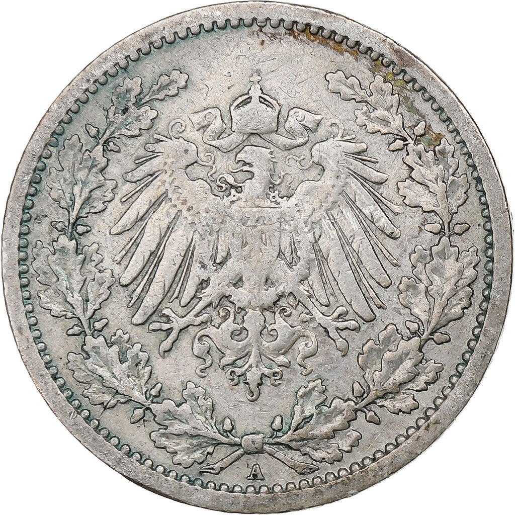 Germania, Wilhelm II, 1/2 Mark, 1907, Berlin, Argento, MB+