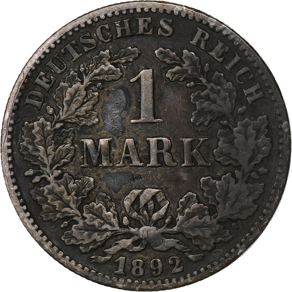 Duitsland, Wilhelm II, Mark, 1892, Stuttgart, Zilver, ZF+, KM:14