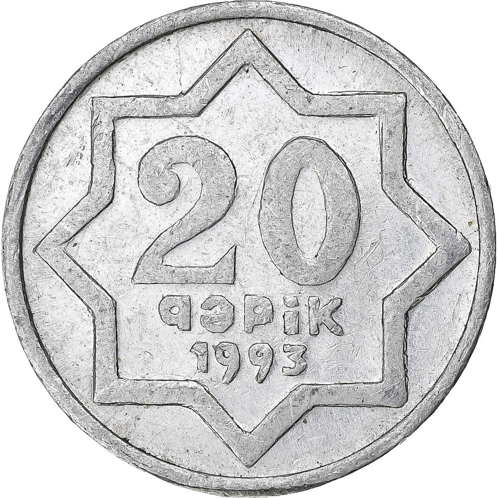 Azerbaijan, 20 Qapik, 1993, Aluminum, MS(63)