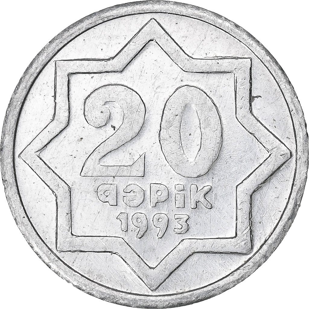 Azerbaijan, 20 Qapik, 1993, Aluminum, MS(63)