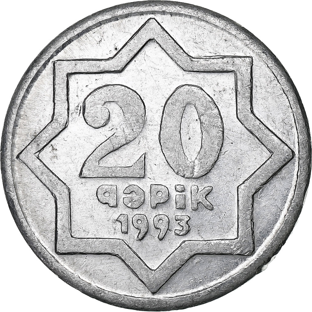 Azerbaijan, 20 Qapik, 1993, Aluminum, MS(63)