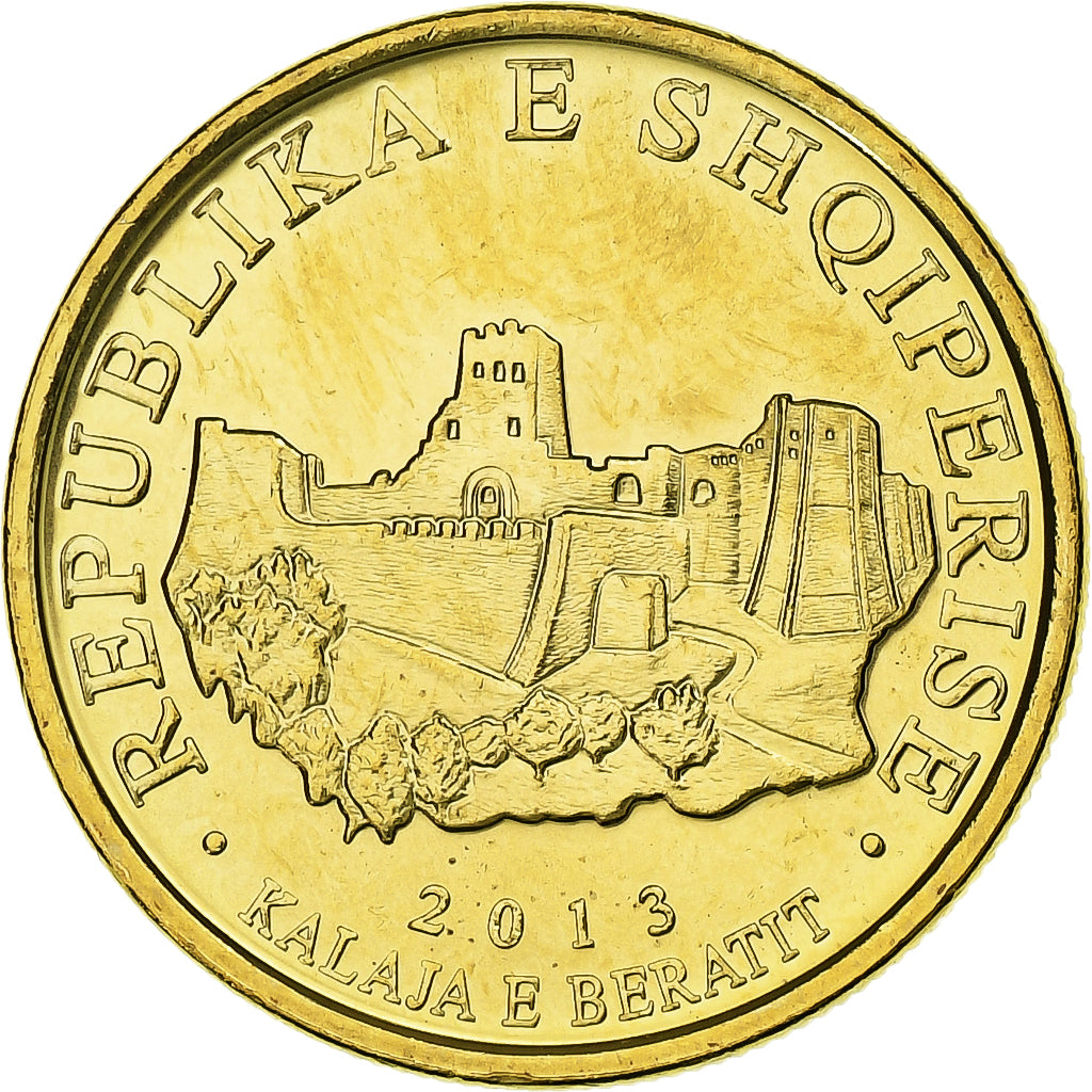 Albania, 10 Lekë, 2013, Brass plated steel, MS(63)