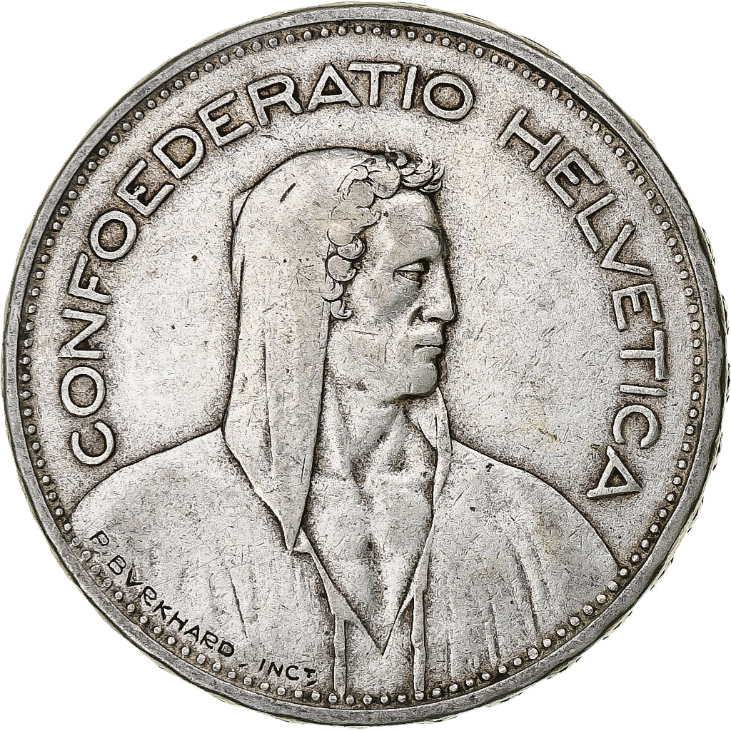 Suiza, 5 Francs, Herdsman, 1931, Bern, Plata, BC+, KM:40