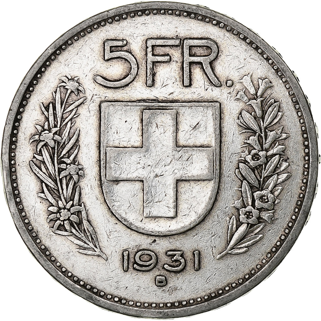Switzerland, 5 Francs, Herdsman, 1931, Bern, Silver, VF(20-25), KM:40