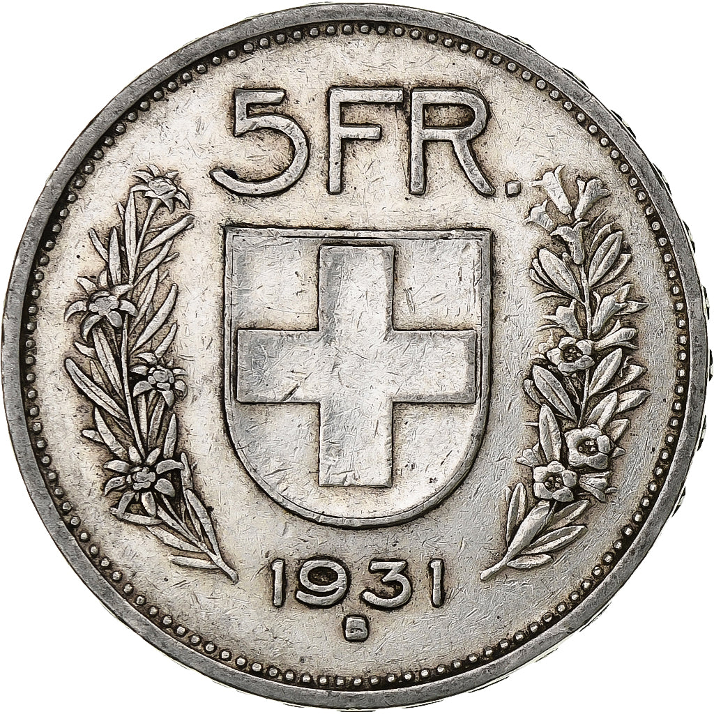 Switzerland, 5 Francs, Herdsman, 1931, Bern, Silver, VF(30-35), KM:40