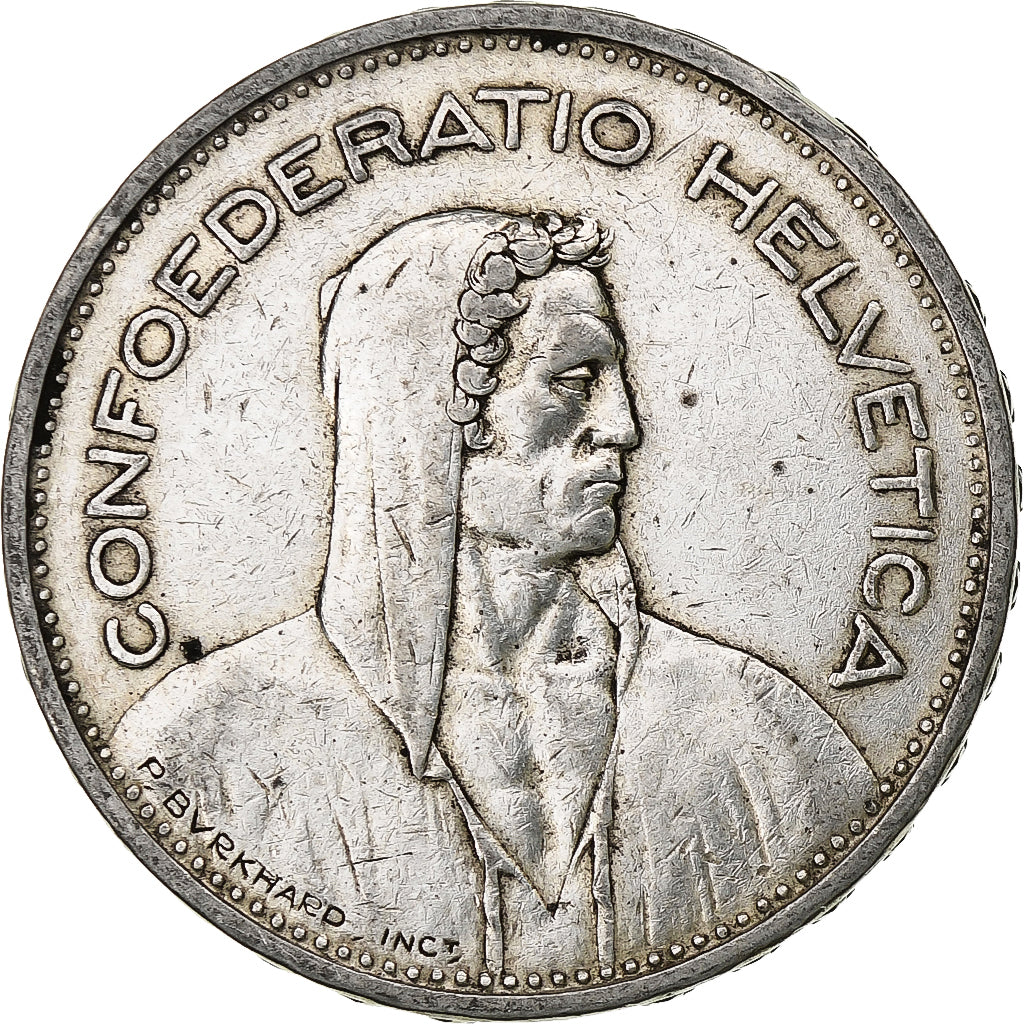 Switzerland, 5 Francs, Herdsman, 1932, Bern, Silver, VF(20-25), KM:40