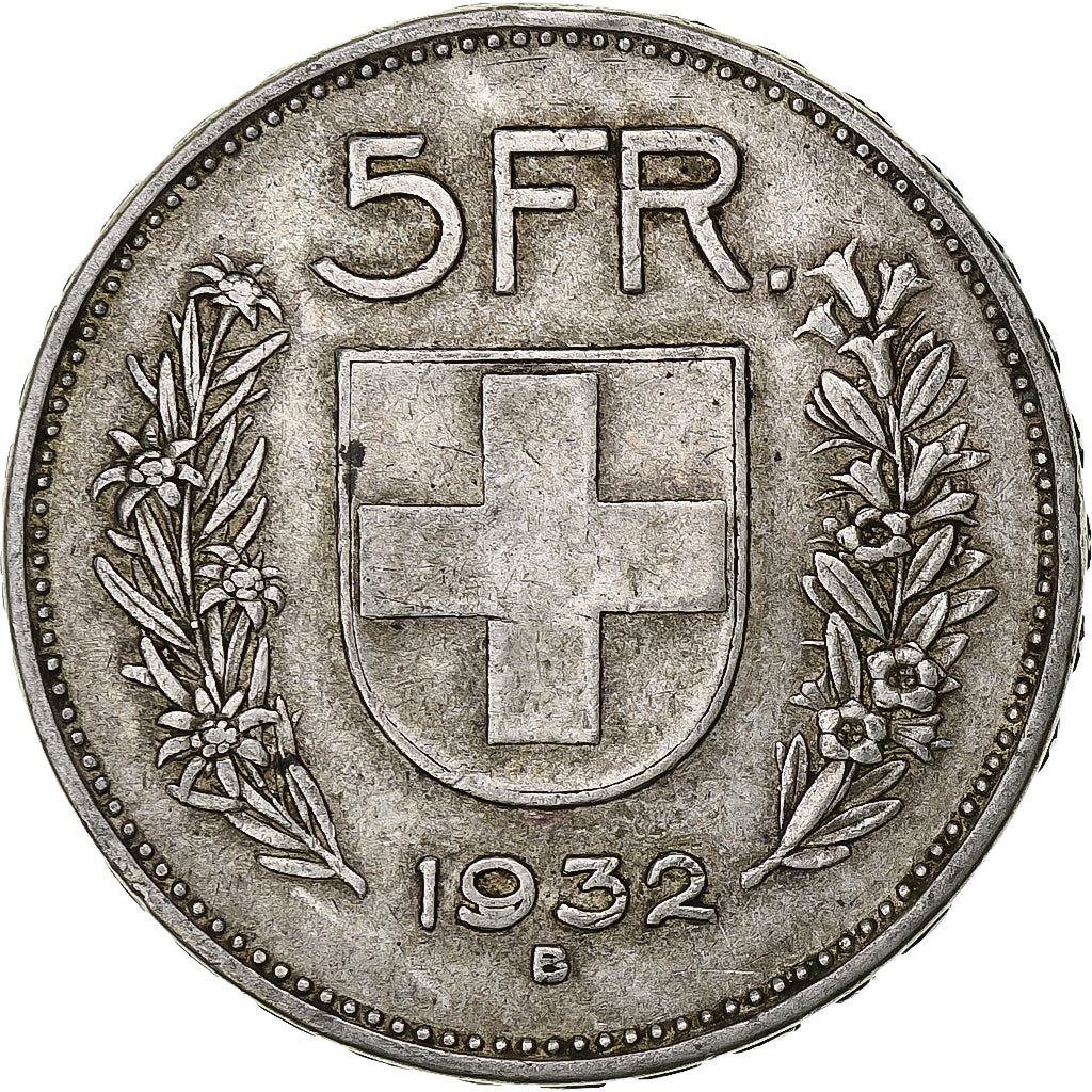 Switzerland, 5 Francs, Herdsman, 1932, Bern, Silver, VF(30-35), KM:40