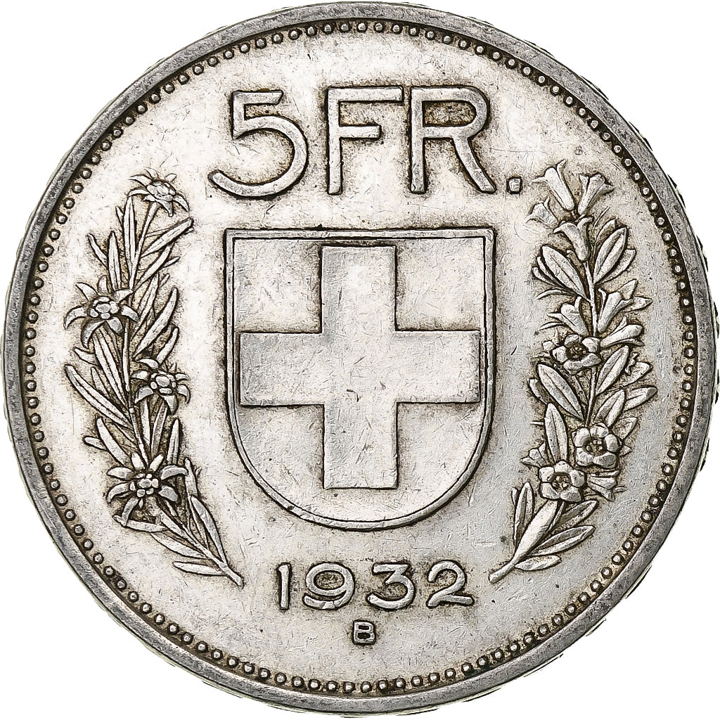 Switzerland, 5 Francs, Herdsman, 1932, Bern, Silver, EF(40-45), KM:40