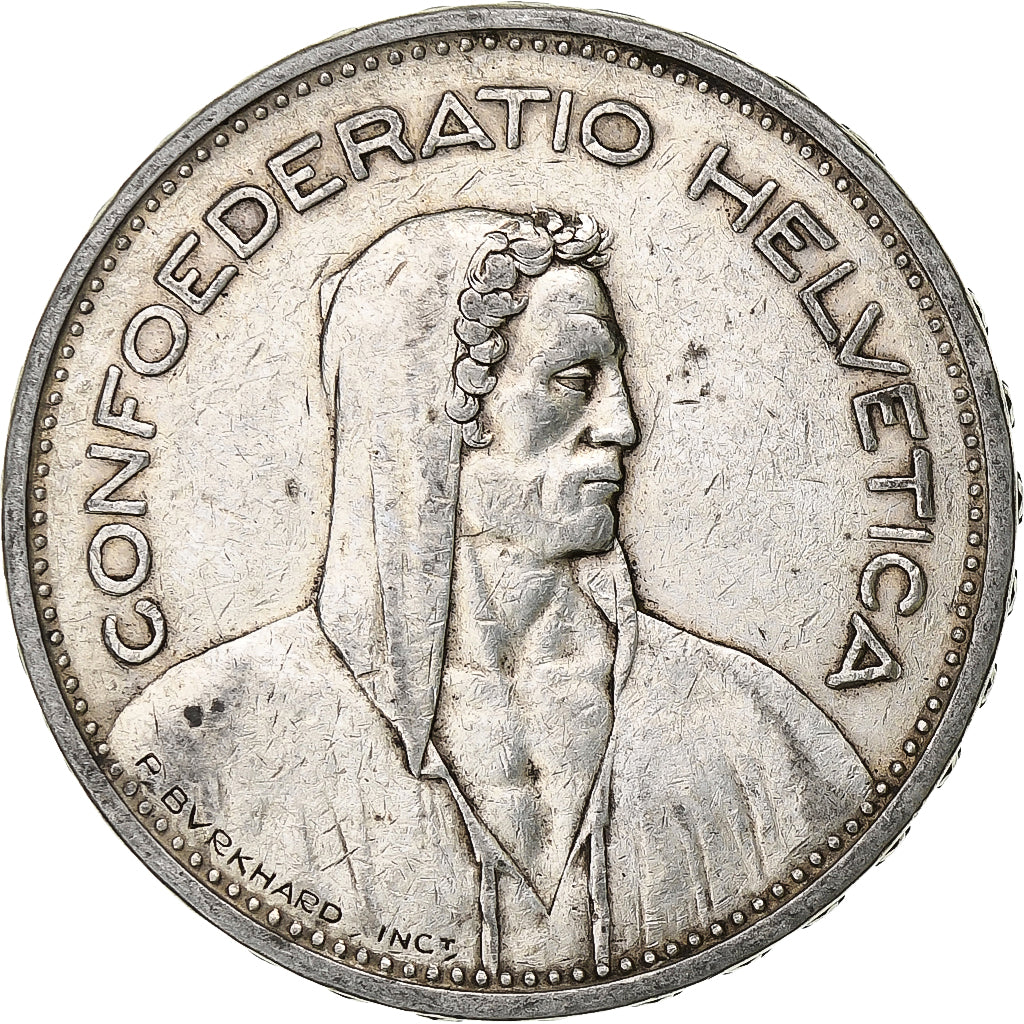 Svizzera, 5 Francs, Herdsman, 1932, Bern, Argento, MB+, KM:40