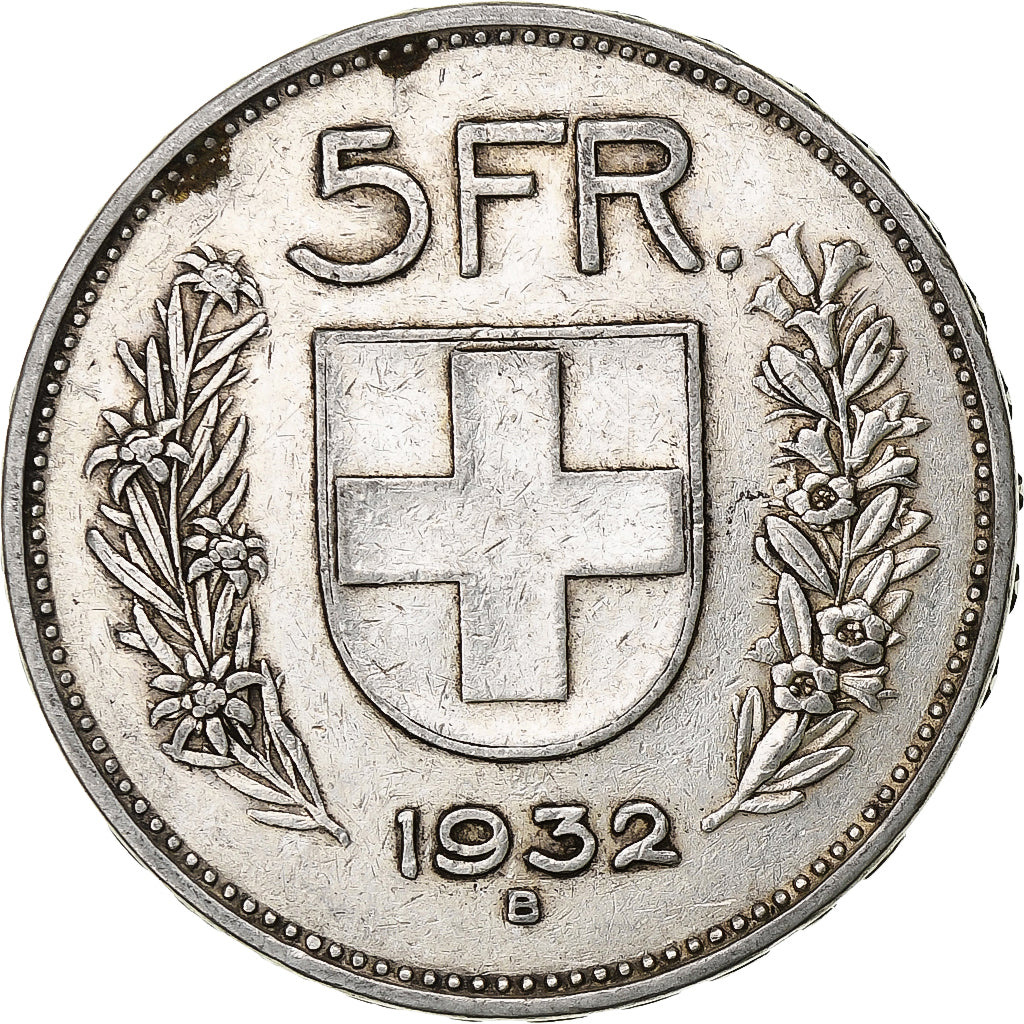 Svizzera, 5 Francs, Herdsman, 1932, Bern, Argento, MB+, KM:40