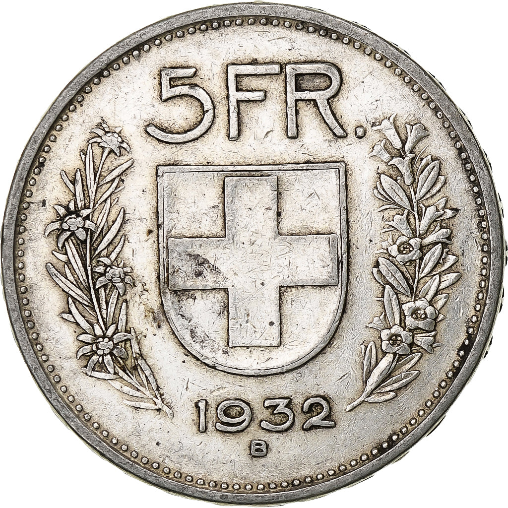 Suíça, 5 Francs, Herdsman, 1932, Bern, Prata, EF(40-45), KM:40