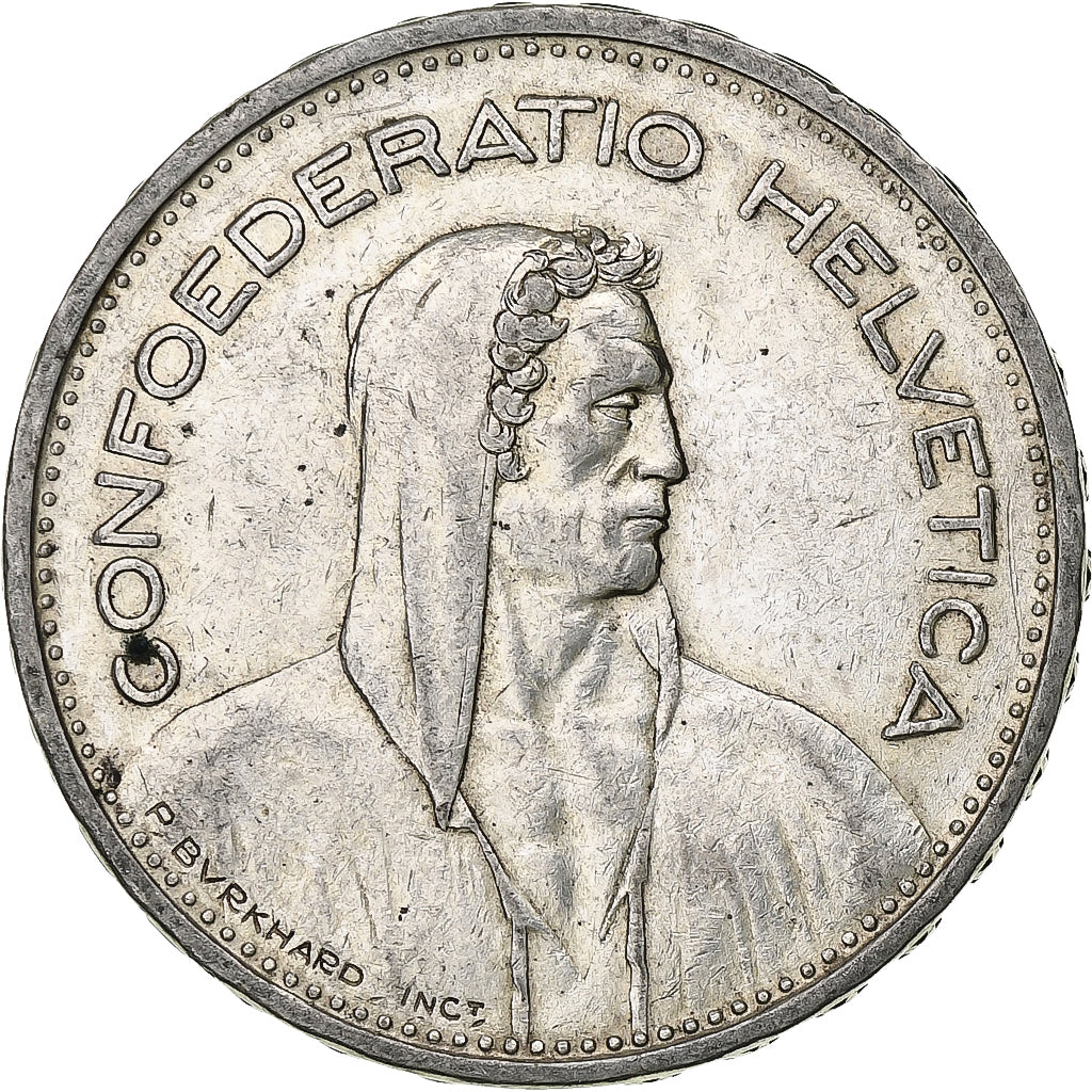 Suiza, 5 Francs, Herdsman, 1932, Bern, Plata, MBC, KM:40