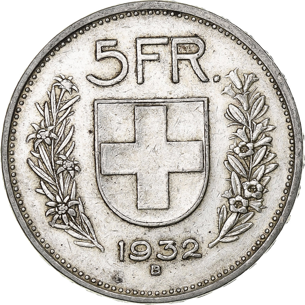 Switzerland, 5 Francs, Herdsman, 1932, Bern, Silver, AU(50-53), KM:40